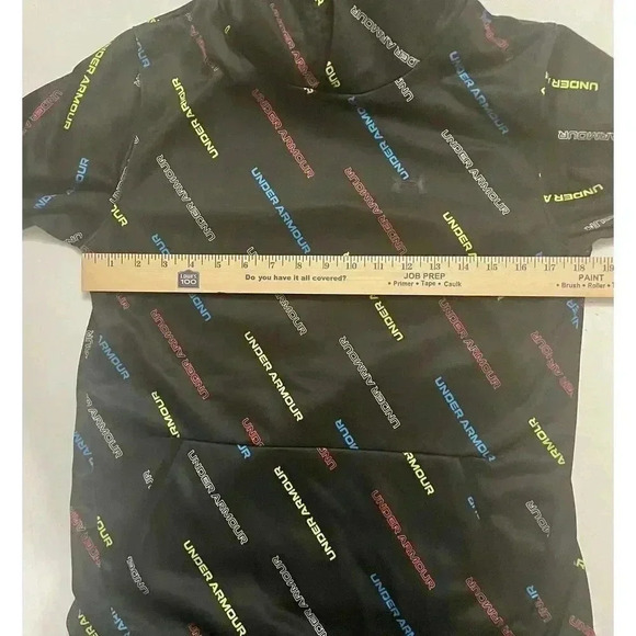 Under Armour ColdGear Pullover Fleece Hoodie Logo Pattern With Pocket Youth XL - Picture 3 of 5